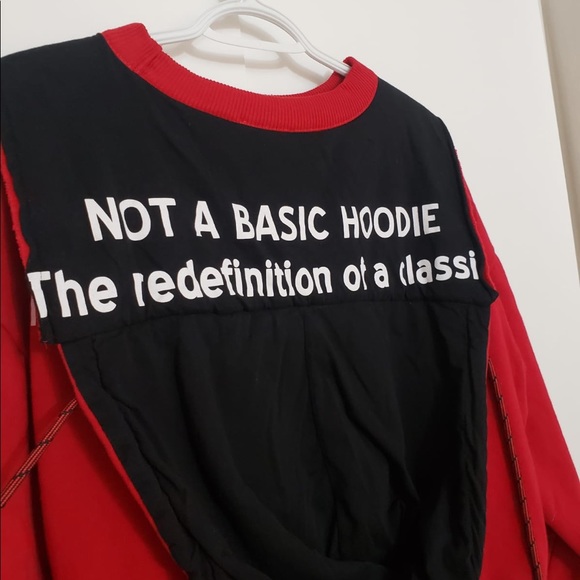 Zara Double Front Crewneck Red&Black Womens Hoodie - Picture 4 of 9